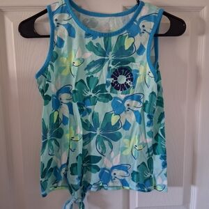 Justice Girls Floral Tie-Hem Tank Top - Aqua & Teal
